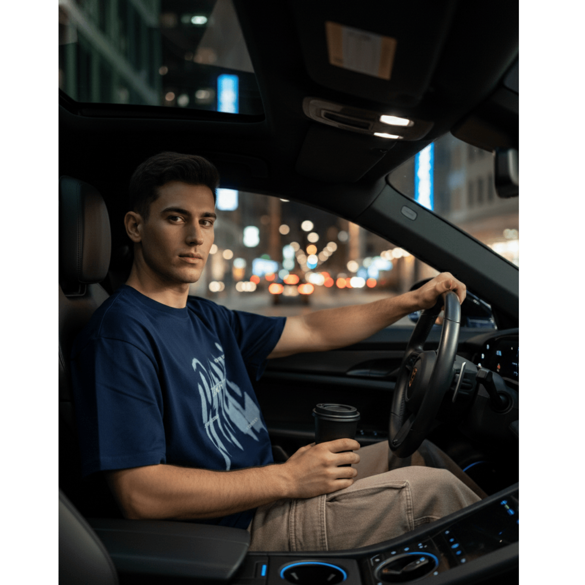 THE MEN THING GRUNGE FADE Oversized T-Shirt - Blue