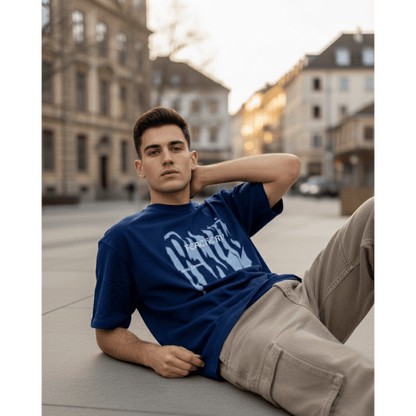 THE MEN THING GRUNGE FADE Oversized T-Shirt - Blue