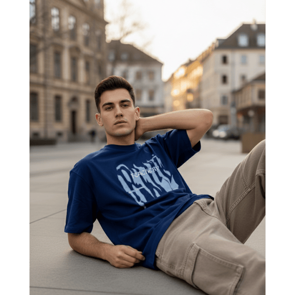 GRUNGE FADE Oversized T-Shirt - Blue