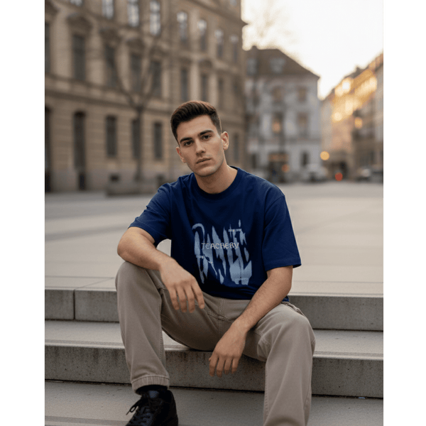 GRUNGE FADE Oversized T-Shirt - Blue