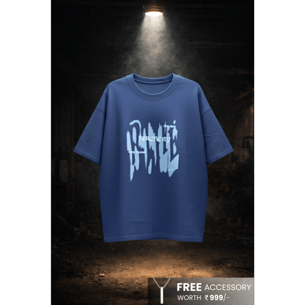 GRUNGE FADE Oversized T-Shirt - Blue