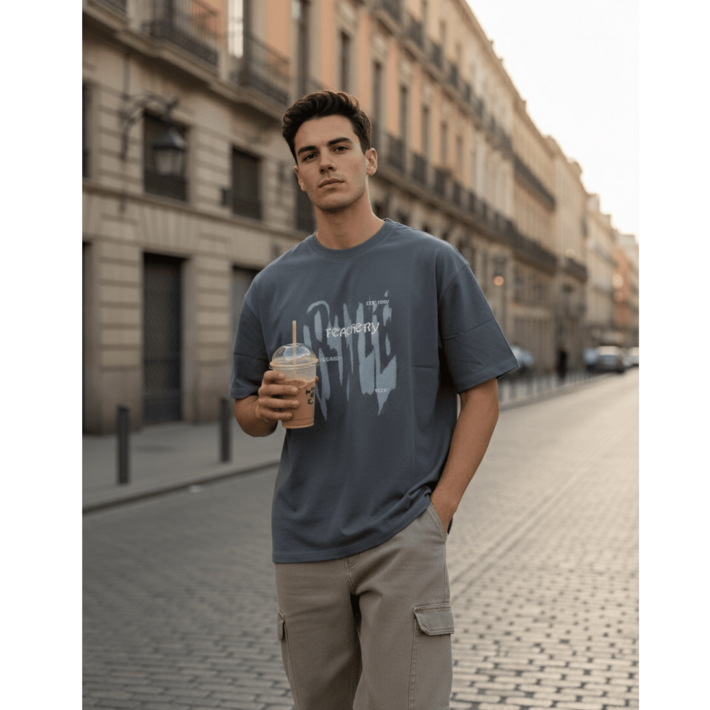 THE MEN THING GRUNGE FADE Oversized T-Shirt - Grey