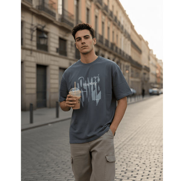 GRUNGE FADE Oversized T-Shirt - Grey