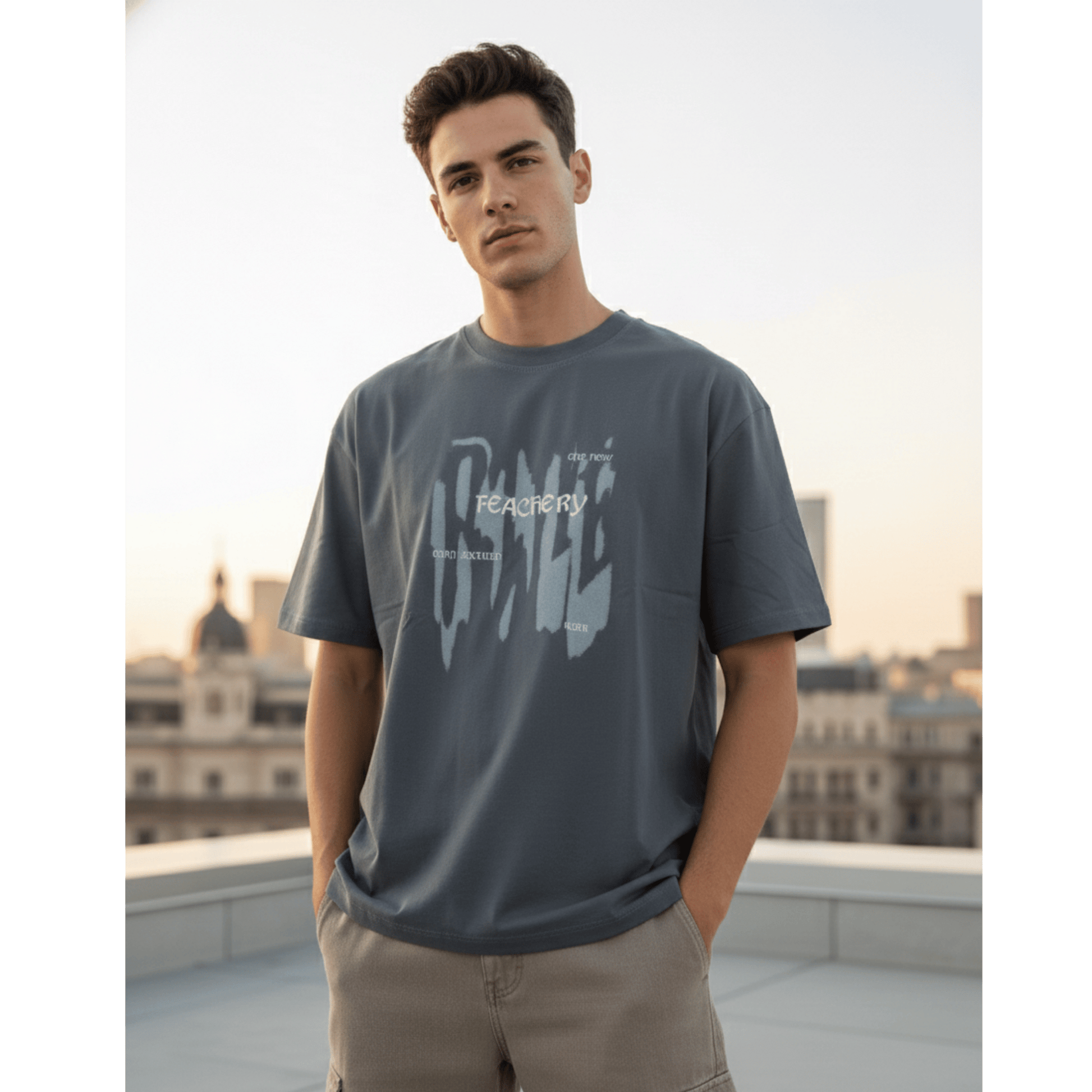 THE MEN THING GRUNGE FADE Oversized T-Shirt - Grey