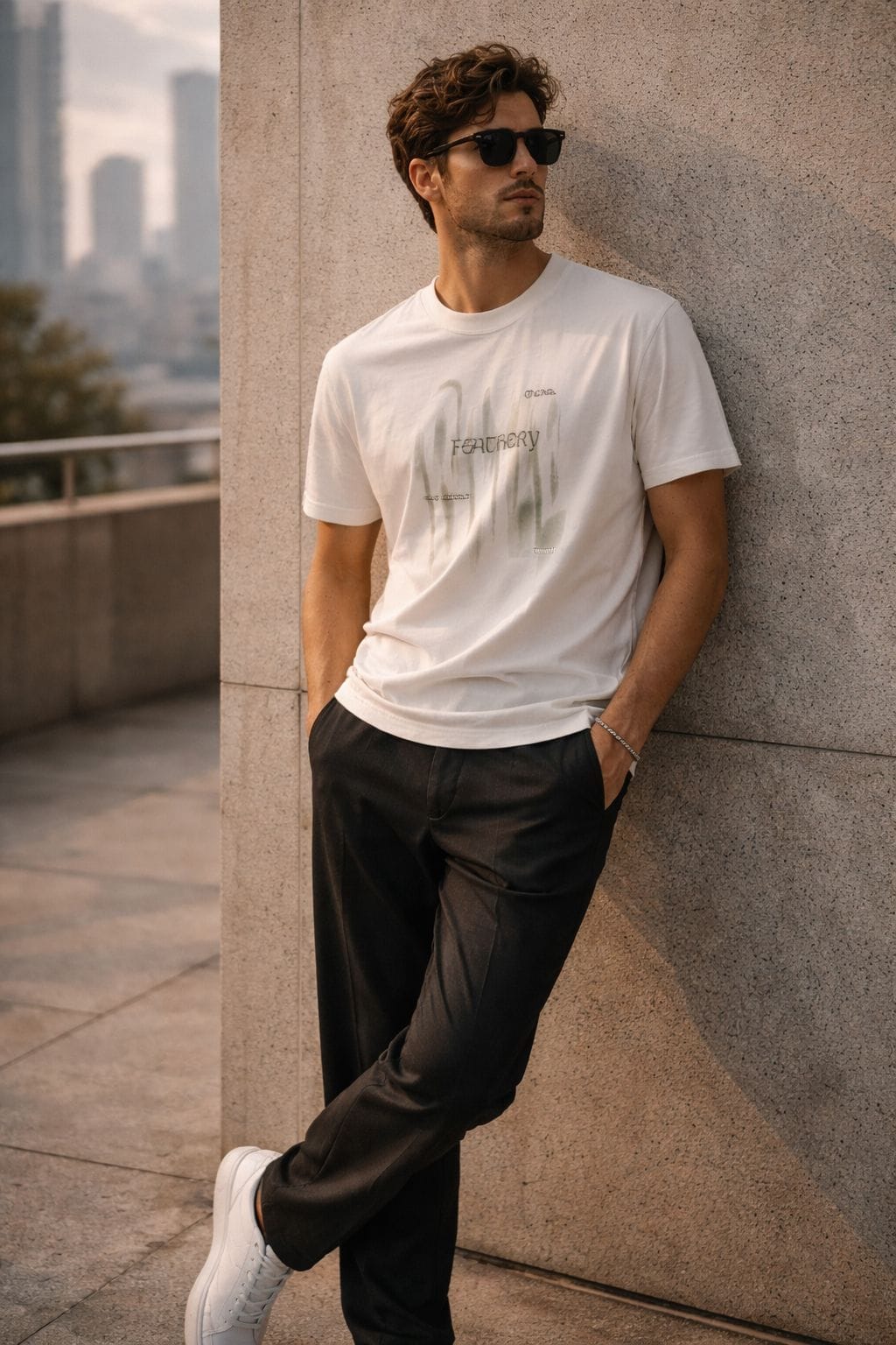 THE MEN THING GRUNGE FADE Oversized T-Shirt - White