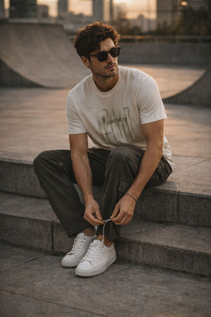 THE MEN THING GRUNGE FADE Oversized T-Shirt - White