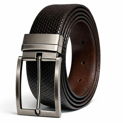 THE MEN THING HEXARO BLACK - Premium Genuine Leather Reversible Belt for Men & Boys | Durable & Stylish for Everyday Wear