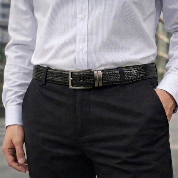 Mens Genuine Leather Belt | 2 in 1 Reversible (Black & Brown) (1 Pc.) - HEXARO