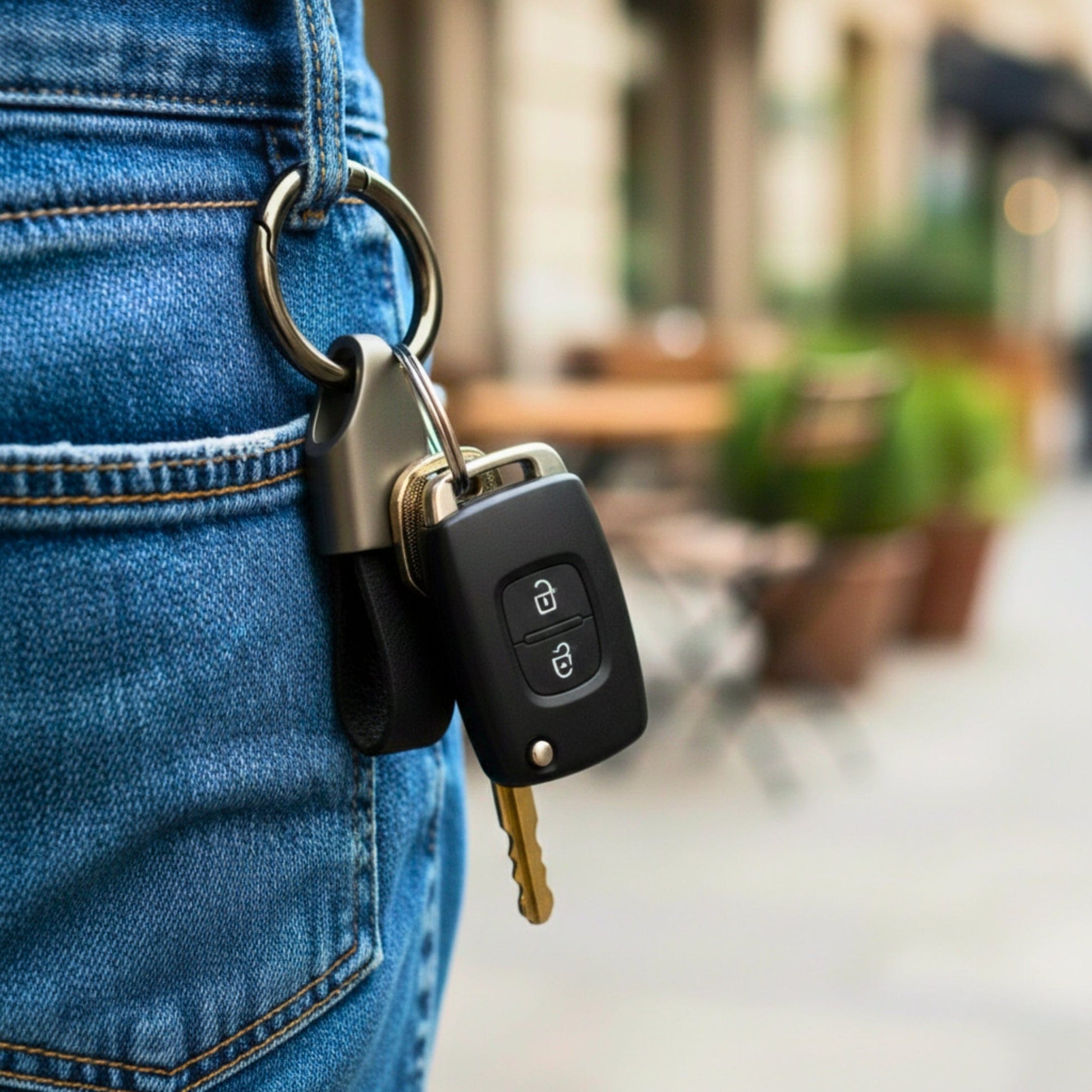 THE MEN THING KeyChains AEROLOOP - BLACK & MATTE GREY - Stainless Steel Keychain for Men & Boy