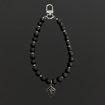 THE MEN THING KeyChains BLACK CITADEL - Pure Titanium Steel Pendant with Hand Wrist Phone Straps Keychain for Men & Boy "10"inch