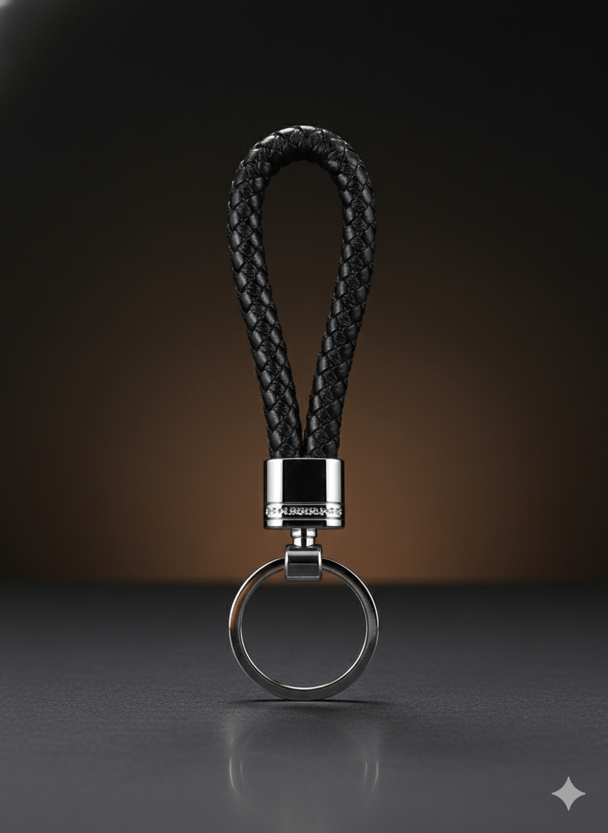 THE MEN THING KeyChains CRIMSON LOOP BRAIDED - BLACK  - Stainless Steel Keychain for Men & Boy