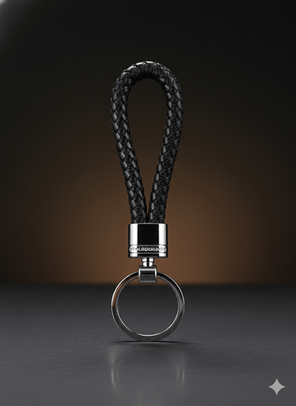 THE MEN THING KeyChains CRIMSON LOOP BRAIDED - BLACK  - Stainless Steel Keychain for Men & Boy