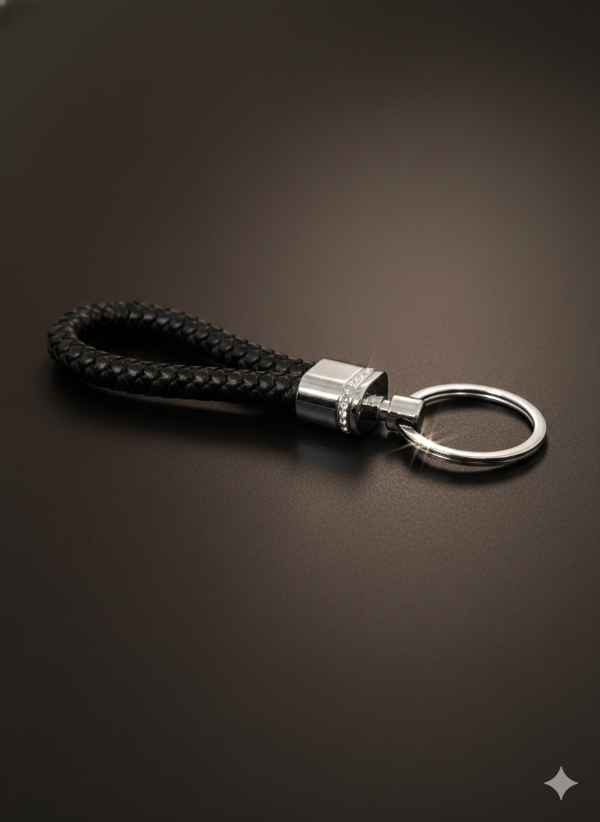 THE MEN THING KeyChains CRIMSON LOOP BRAIDED - BLACK  - Stainless Steel Keychain for Men & Boy