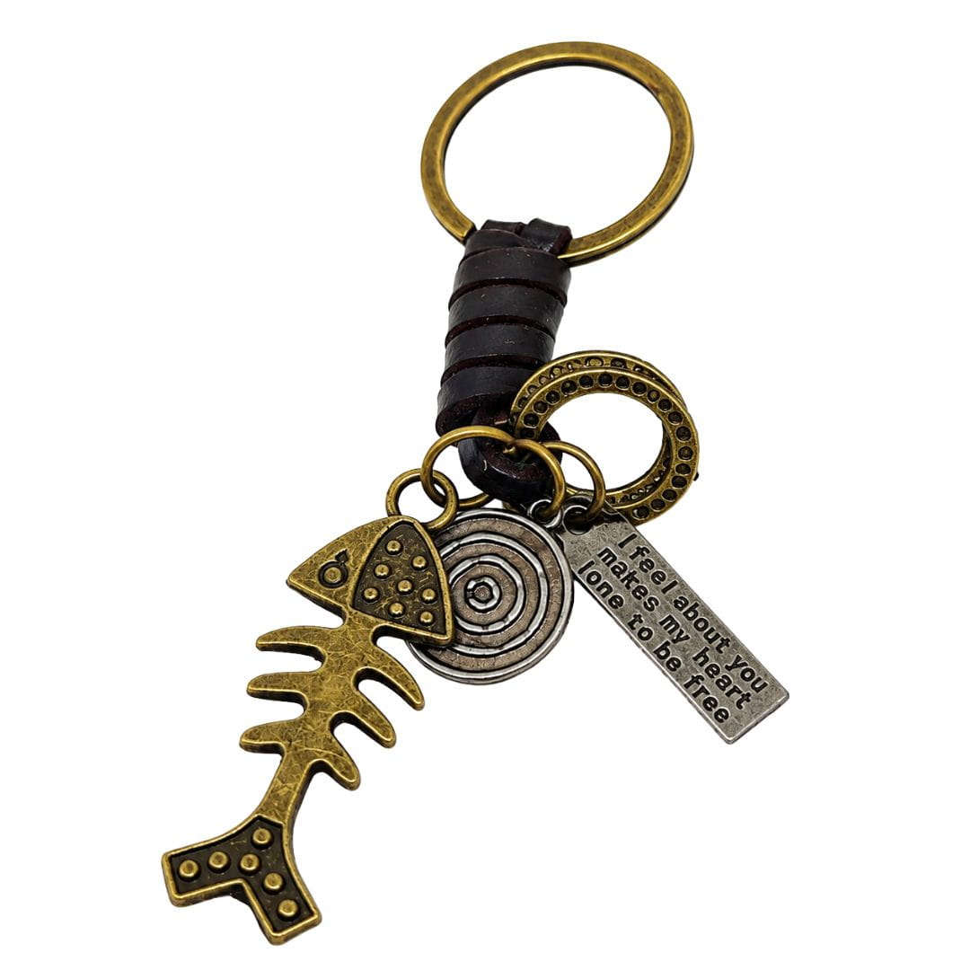 THE MEN THING KeyChains FISHBONE CHARM - Stainless Steel Keychain for Men & Boy