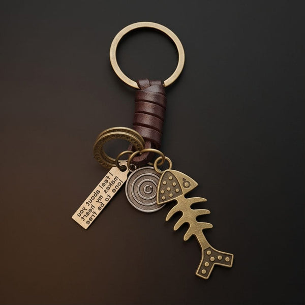 FISHBONE CHARM - Stainless Steel Keychain for Men & Boy