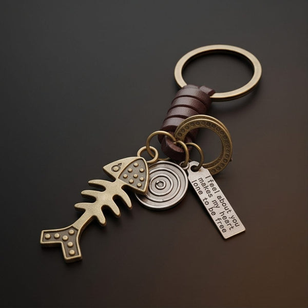 FISHBONE CHARM - Stainless Steel Keychain for Men & Boy