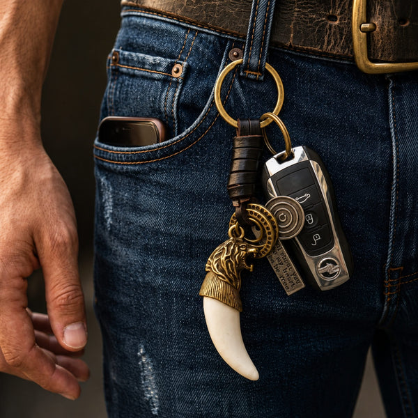 LION FANG - Stainless Steel Keychain for Men & Boy
