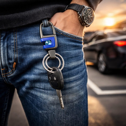 THE MEN THING KeyChains ORBIT CLIP - BLUE - Stainless Steel Keychain for Men & Boy