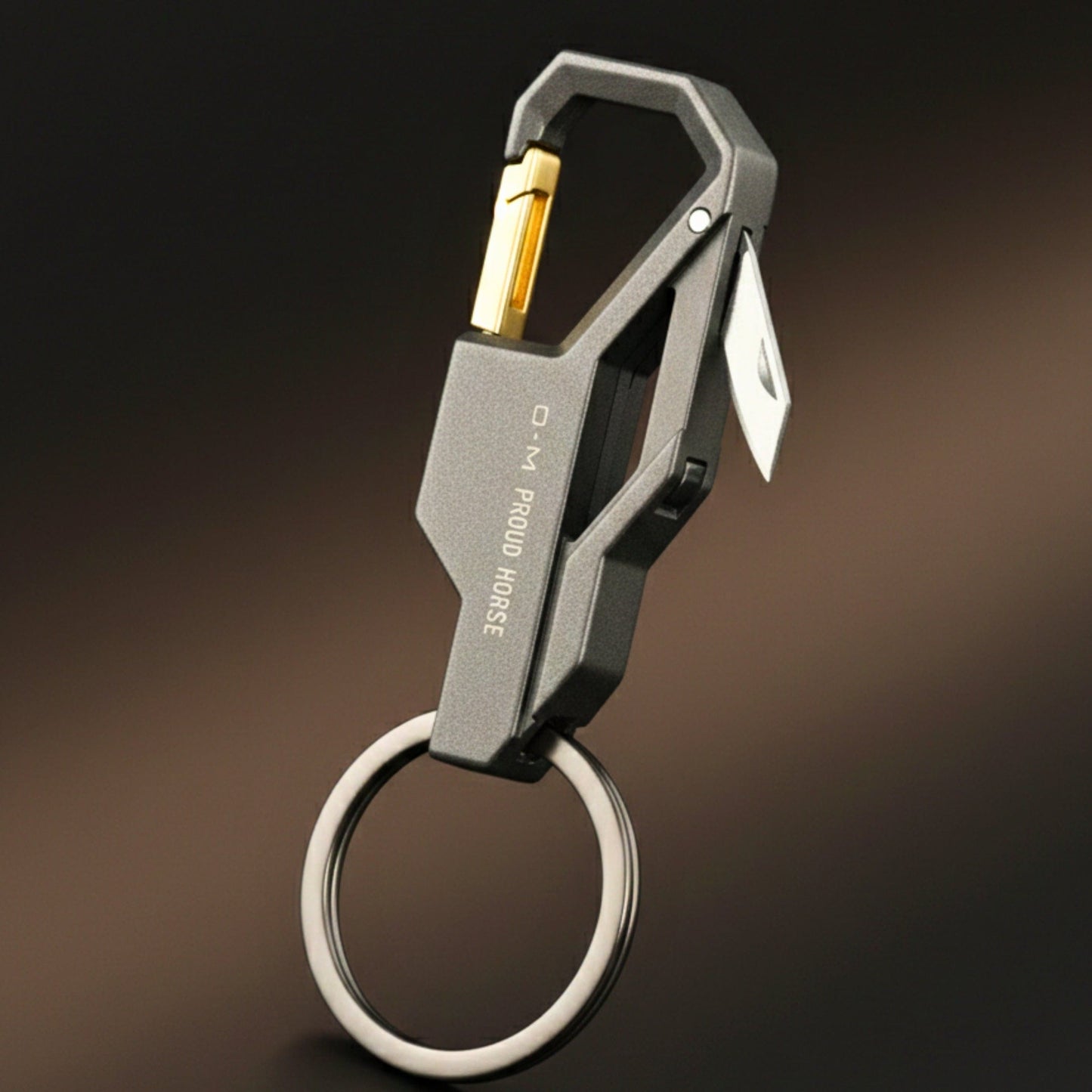 THE MEN THING KeyChains PHANTOM GRIP - GUNMETAL GREY - Stainless Steel Keychain for Men & Boy