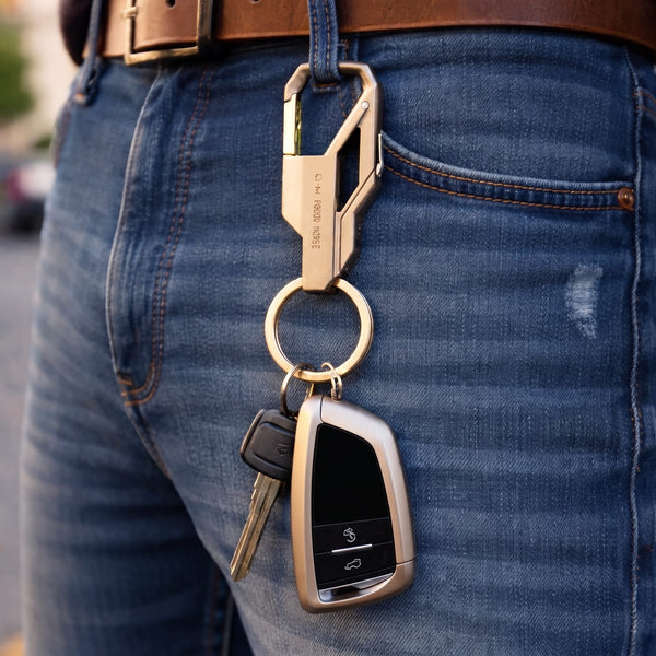 PHANTOM GRIP - GUNMETAL GREY - Stainless Steel Keychain for Men & Boy
