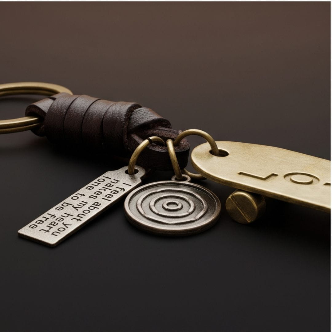 THE MEN THING KeyChains SKATEBOARD CHARM - Stainless Steel Keychain for Men & Boy