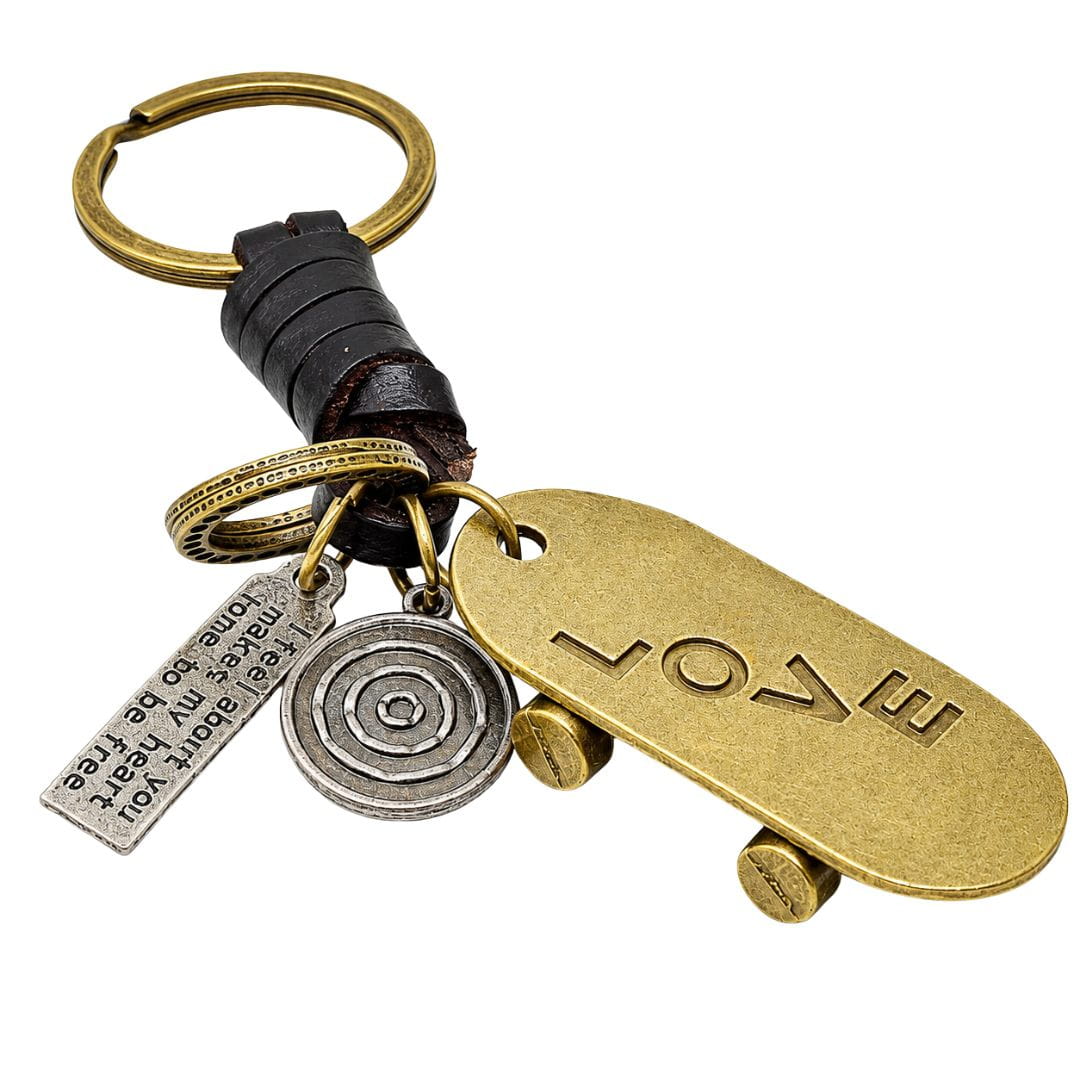 THE MEN THING KeyChains SKATEBOARD CHARM - Stainless Steel Keychain for Men & Boy