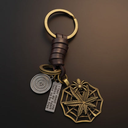 THE MEN THING KeyChains SPIDER LEAF - Stainless Steel Keychain for Men & Boy