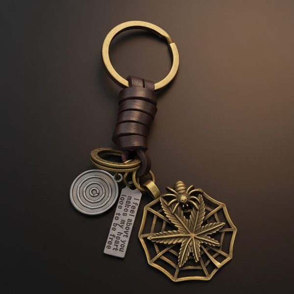 SPIDER LEAF - Stainless Steel Keychain for Men & Boy
