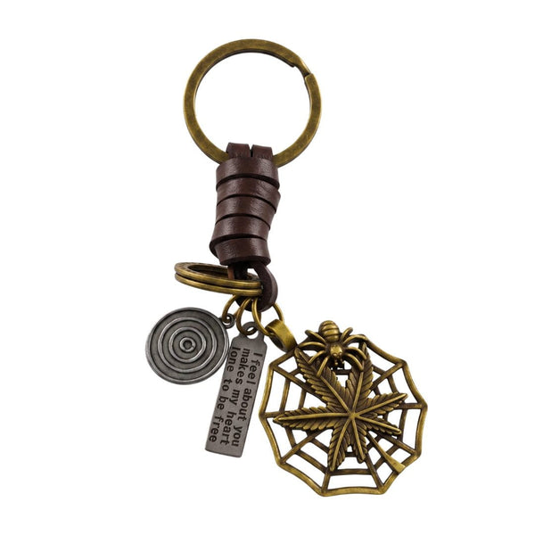 SPIDER LEAF - Stainless Steel Keychain for Men & Boy