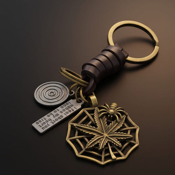 SPIDER LEAF - Stainless Steel Keychain for Men & Boy