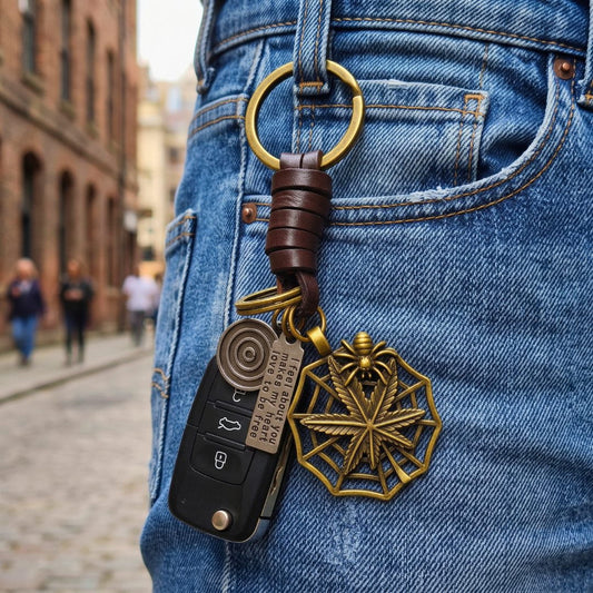 THE MEN THING KeyChains SPIDER LEAF - Stainless Steel Keychain for Men & Boy