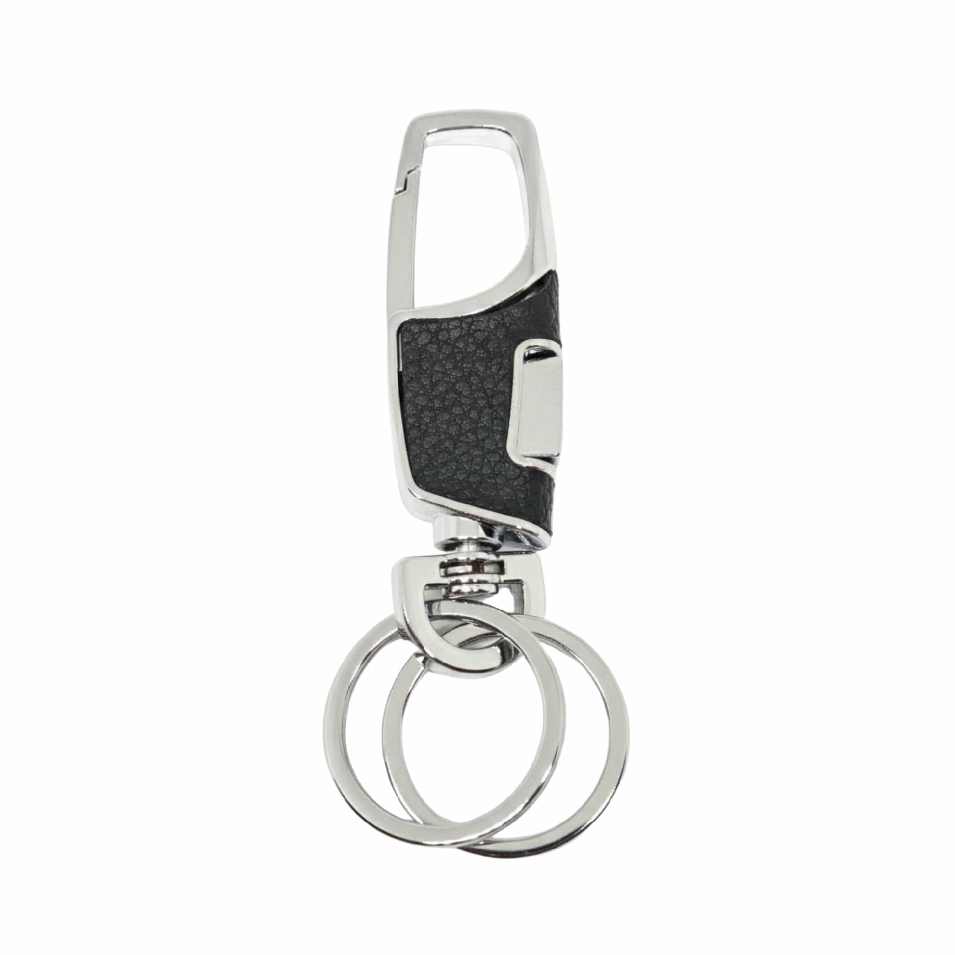 THE MEN THING KeyChains TITAN GRIP LEATHER - BLACK - Stainless Steel Keychain for Men & Boy