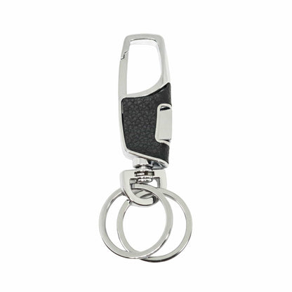 THE MEN THING KeyChains TITAN GRIP LEATHER - BLACK - Stainless Steel Keychain for Men & Boy