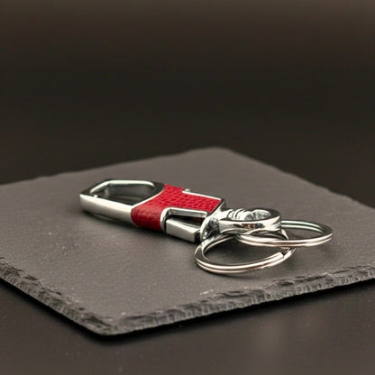 THE MEN THING KeyChains TITAN GRIP LEATHER - RED - Stainless Steel Keychain for Men & Boy