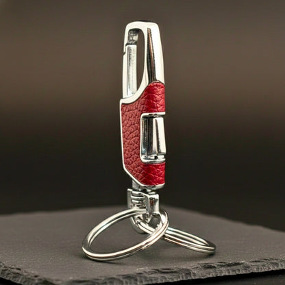 THE MEN THING KeyChains TITAN GRIP LEATHER - RED - Stainless Steel Keychain for Men & Boy