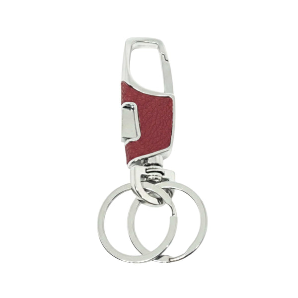 TITAN GRIP LEATHER - RED - Stainless Steel Keychain for Men & Boy