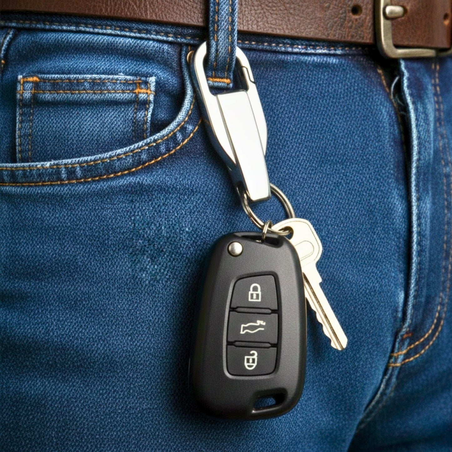 THE MEN THING KeyChains VELOX LOOP - STEEL - Stainless Steel Keychain for Men & Boy