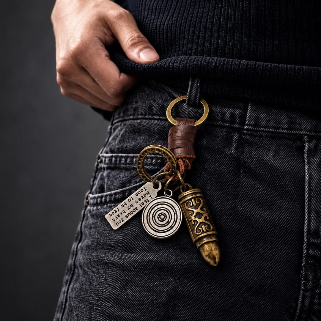 THE MEN THING KeyChains VINTAGE BULLET - Stainless Steel Keychain for Men & Boy