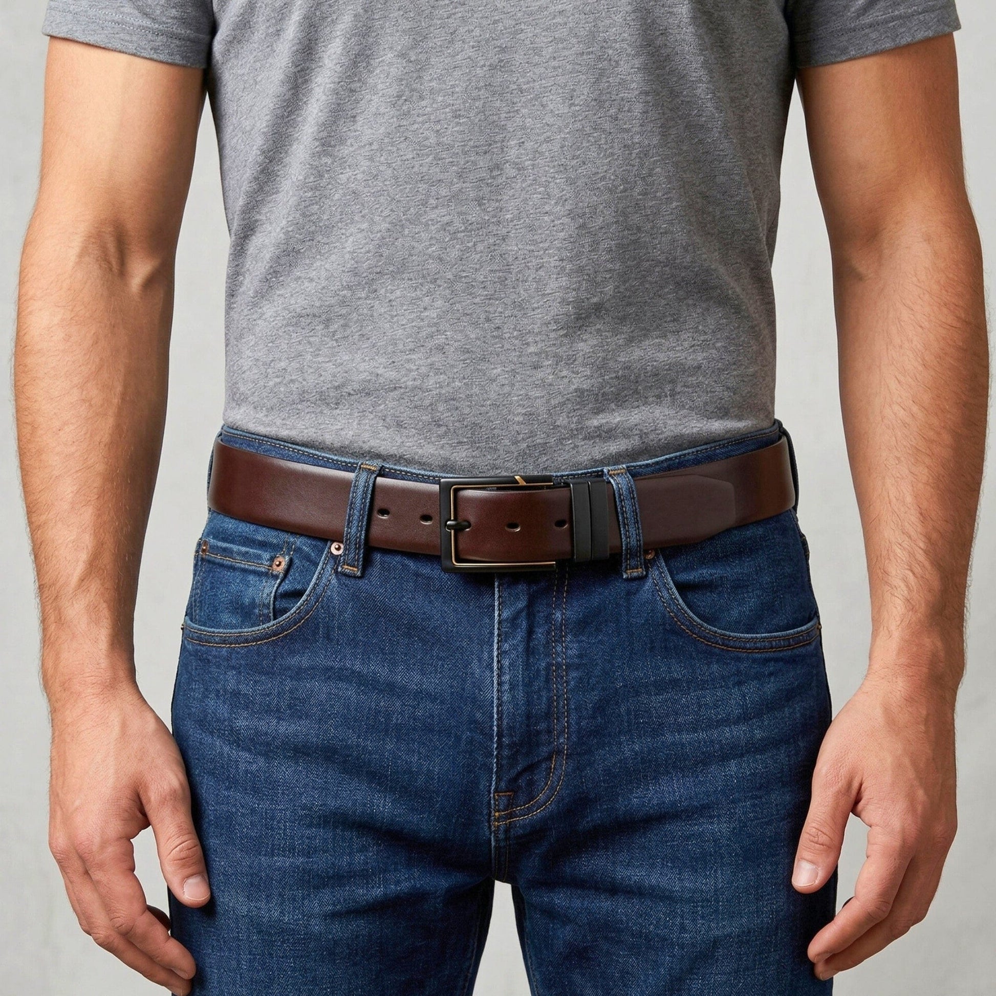 THE MEN THING Leather Belts ARVIX BROWN - Premium Genuine Leather Reversible Belt for Men & Boys | Durable & Stylish for Everyday Wear