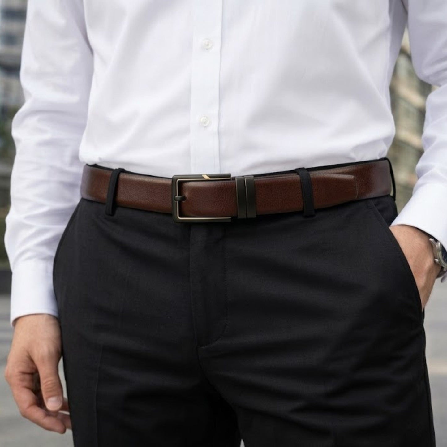THE MEN THING Leather Belts ARVIX BROWN - Premium Genuine Leather Reversible Belt for Men & Boys | Durable & Stylish for Everyday Wear