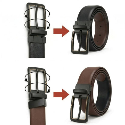 THE MEN THING Leather Belts ARVIX BROWN - Premium Genuine Leather Reversible Belt for Men & Boys | Durable & Stylish for Everyday Wear