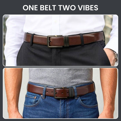 THE MEN THING Leather Belts ARVIX BROWN - Premium Genuine Leather Reversible Belt for Men & Boys | Durable & Stylish for Everyday Wear