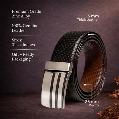 THE MEN THING Leather Belts AUREX BLACK - Premium Genuine Leather Reversible Belt for Men & Boys | Durable & Stylish for Everyday Wear