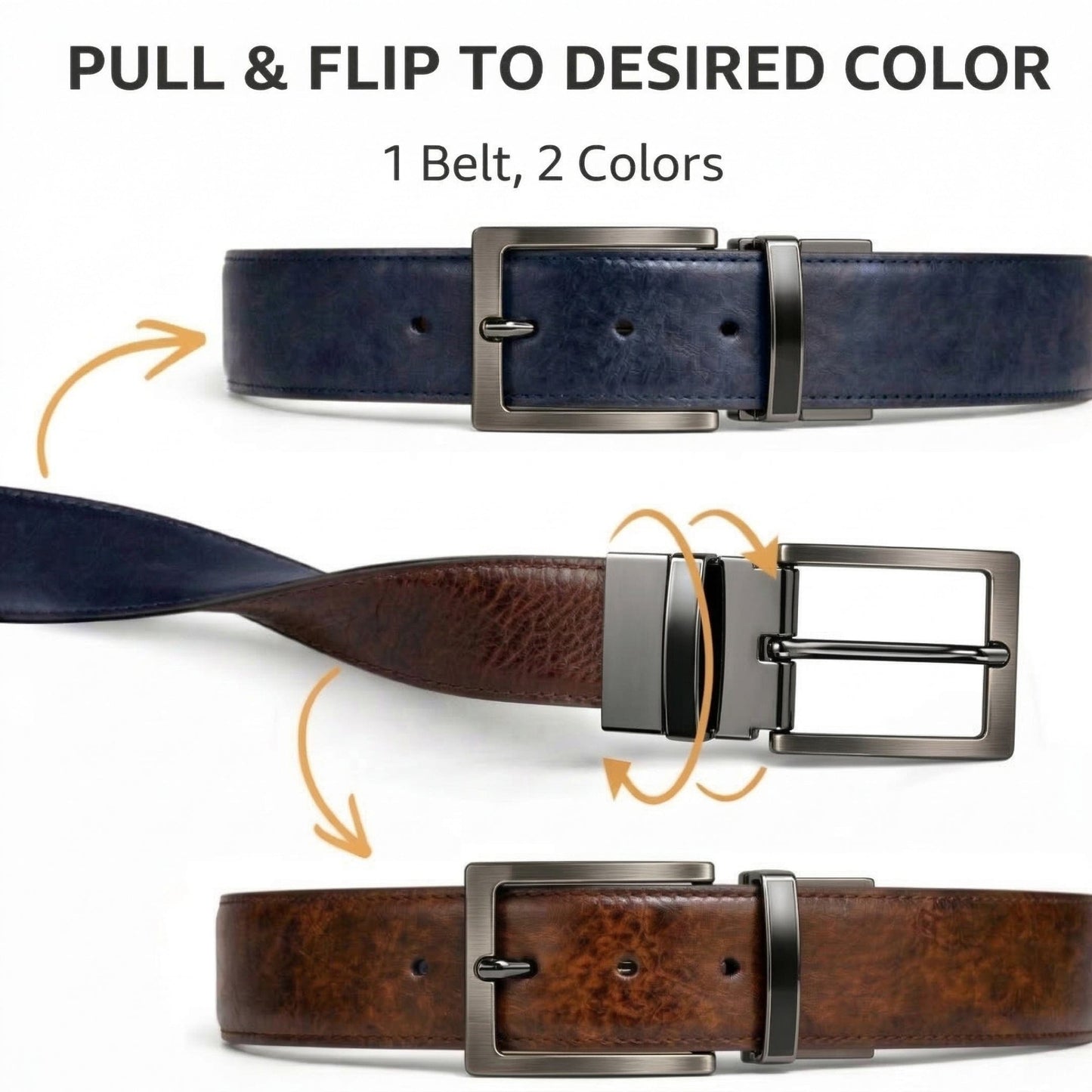 THE MEN THING Leather Belts AURION BLUE - Premium Genuine Leather Reversible Belt for Men & Boys | Durable & Stylish for Everyday Wear