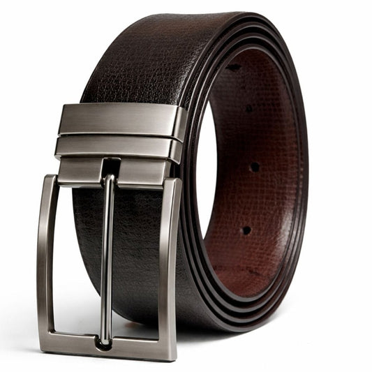 THE MEN THING Leather Belts AURIVO BLACK - Premium Genuine Leather Reversible Belt for Men & Boys | Durable & Stylish for Everyday Wear