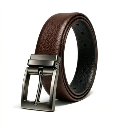 THE MEN THING Leather Belts AURON BROWN - Premium Genuine Leather Reversible Belt for Men & Boys | Durable & Stylish for Everyday Wear
