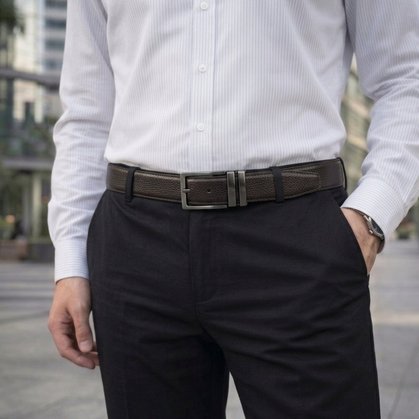 THE MEN THING Leather Belts AURTEX BLACK - Premium Genuine Leather Reversible Belt for Men & Boys | Durable & Stylish for Everyday Wear