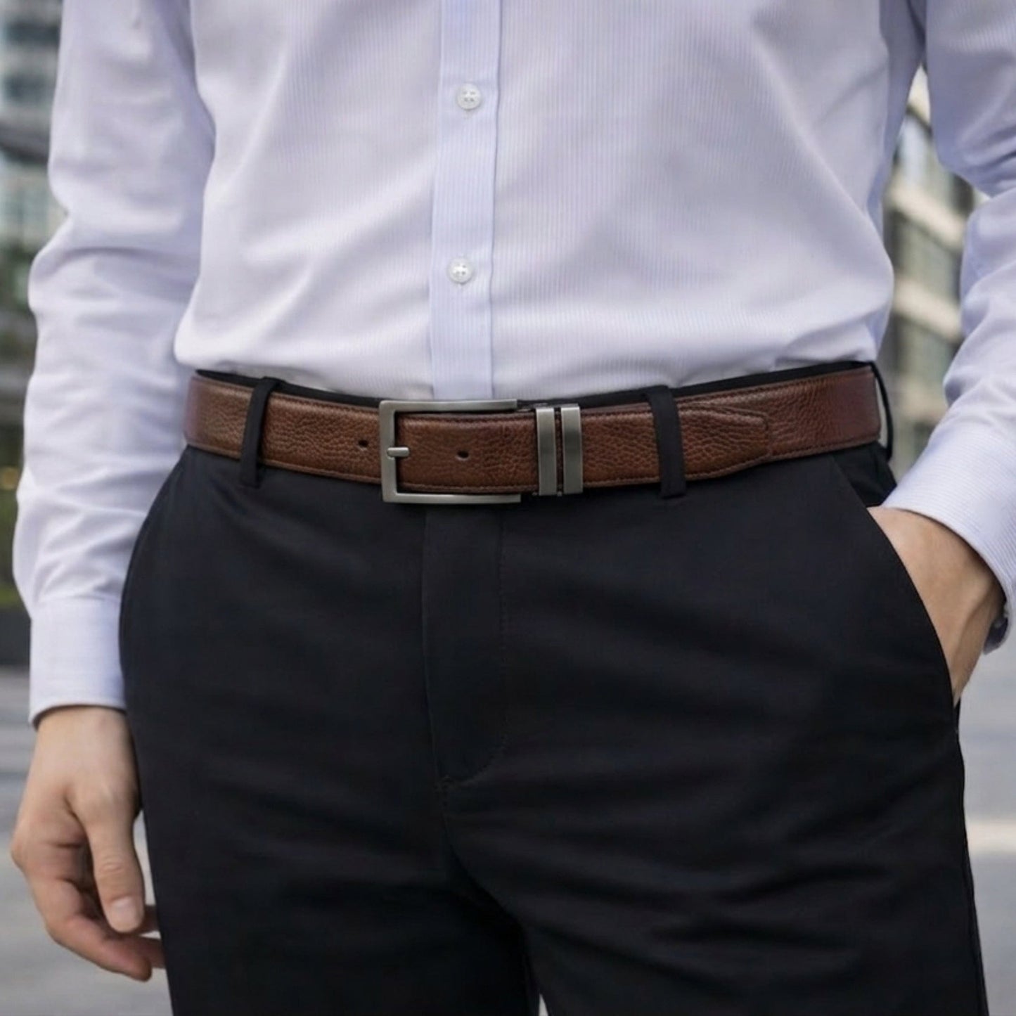 THE MEN THING Leather Belts AURTEX BROWN - Premium Genuine Leather Reversible Belt for Men & Boys | Durable & Stylish for Everyday Wear
