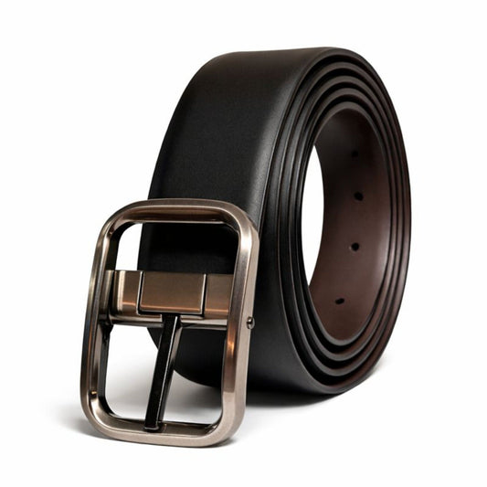 THE MEN THING Leather Belts BLAVOR BLACK - Premium Genuine Leather Reversible Belt for Men & Boys | Durable & Stylish for Everyday Wear