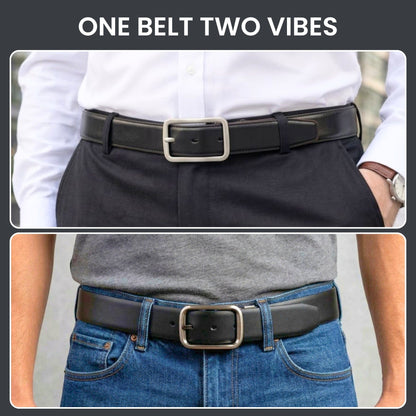 THE MEN THING Leather Belts BLAVOR BLACK - Premium Genuine Leather Reversible Belt for Men & Boys | Durable & Stylish for Everyday Wear